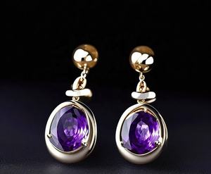 Pendientes exclusivos de piedras preciosas de amatista azul, Plata de Ley 925, chapada en oro forma ovalada, joyería de gota de moda - Product Image 2