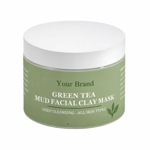 Mascarilla facial de arcilla de té verde purificante y de limpieza profunda con logotipo personalizado para rostro y cuerpo OEM/ODM - Product Image 1
