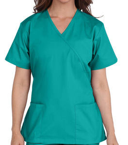 Women Medical <b>Scrub</b> Uniform <b>Set</b> – Short Sleeve Nursing Hospital <b>Scrubs</b> with Custom Embroidery Wholesale - Product Image 2