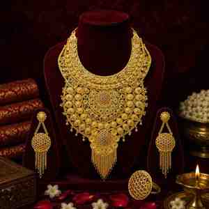 Wholesale Brass 14K18K24K Micron Gold Filled Heavy <b>Bridal</b> Long Necklaces Set Traditional Dubai Style Fashion Jewelry Oro Joyeria - Product Image 3