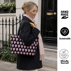 Bolsa de Mano de Algodón con Estampado Artesanal para Oficina, Bolsa para Portátil para Mujer, para el Trabajo, Viajes de Negocios, Compras y Uso Diario - Product Image 4