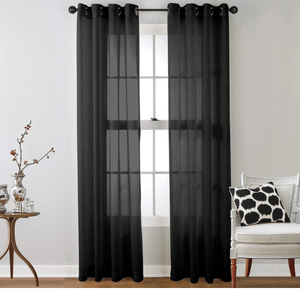 Set di 2 Pannelli per Tende Nere con Occhielli, 54 L x 84 L Pollici, Semi-Trasparenti in Voile, Filtranti la Luce, per Camera da Letto e Soggiorno - Product Image 1