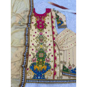 Women's Fancy Suit <b>Set</b> with Beautiful Digital Print and Real <b>Mirror</b> Hand Work - Product Image 1