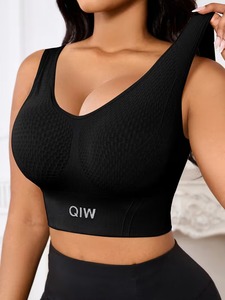 Débardeur long de sport pour femmes |   Brassière de fitness à col rond et dos découpé |   Vêtements de sport sans fil à compression pour l'entraînement - Product Image 5