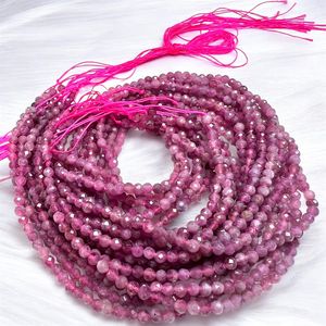 Cuentas Redondas Facetadas de Turmalina Rosa de 3.5mm con Certificado de Terceros, Listas para Enviar, para la Elaboración de Collares - Product Image 3