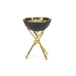 Brûleur à Bakhoor en laiton doré et noir mat, fait main, avec support trépied en forme de branche, bol encensoir, Mabkhara arabe pour table - Vente en gros - Product Image 1