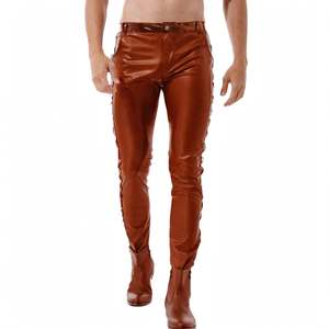 Pantalon décontracté pour homme en coton et lin, taille mi-haute, coupe large, personnalisé, de haute qualité, écologique, respirant, poids moyen, brodé, à devant plat - Product Image 1