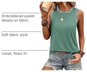 <b>Tank</b> <b>Tops</b> <b>Women</b> Solid Spandex/Cotton Jersey <b>Knitted</b> Breathable Casual Neck Boho Color Block Sleeveless Summer Beach Vacation - Product Image 6