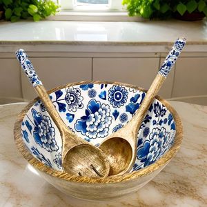 Handmade Eco-Friendly Mango Wood <b>Islamic</b> Snack Dessert Bowl with Enamel <b>Printing</b> for Ramadan Iftar and Party Serving - Product Image 2