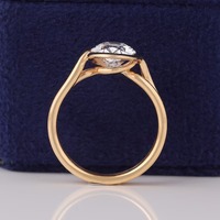 Anillo de Compromiso Ovalado con Diamante Cultivado en Laboratorio para Mujer, Solitario Bypass, Plata 925, Lujoso, SHIVRAM DIAMOND, Certificado IGI, Elegante