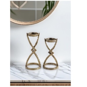 <b>Hourglass</b> Candle Stand Elegant Metal Candle Holder with Modern Sculptural Design for Home Decor Gifting - Product Image 2