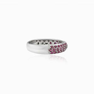 Women's 14K Gold Ruby <b>Dome</b> Eternity <b>Ring</b>-Prong Set Statement Band - Product Image 5