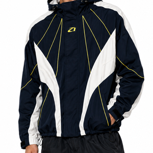Vestes de sport pour hommes, coupe-vent, imperméables, légères, en nylon, avec fermeture éclair intégrale, passepoil réfléchissant, patchwork personnalisé, fournisseur OEM - Product Image 4