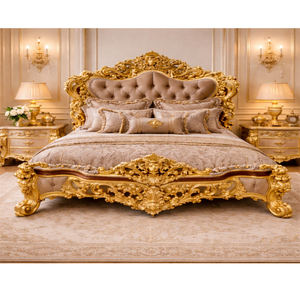 Juego de dormitorio de princesa con tallado a mano de lujo, cama de madera de teca tapizada de primera calidad al por mayor, compre la última cama estilo trono en EE. UU. - Product Image 1