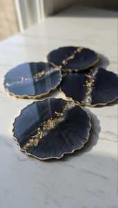 Posavasos de Resina Negra con Hoja de Oro – Regalo Decorativo de Lujo Hecho a Mano con Resina Epoxi - Product Image 6