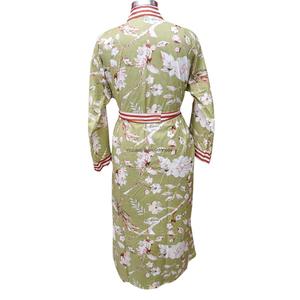 Kimono Ligero con Estampado Floral, Manga Larga, Cuello en V, Cierre con Cinturón, Transpirable, 100% Algodón, Suave, Ropa Casual - Product Image 6