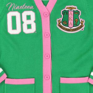 Suéter Cárdigan de Lana Verde Rosa con Bordado de Escudo, Chaqueta de Punto con Botones Delanteros y Diseño de Letras, Moda Casual para Mujer - Product Image 5