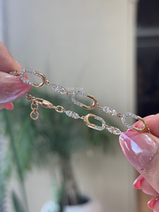 สร้อยข้อมือเพชรทรงลูกแพร์ QUBE STAR รุ่นร่วมสมัย ทอง 14K เพชรเพาะเลี้ยง 1.50 กะรัต ดีไซน์แบบ Paperclip Station Link สำหรับผู้หญิง สไตล์มินิมอล เหมาะเป็นของขวัญ - Product Image 3