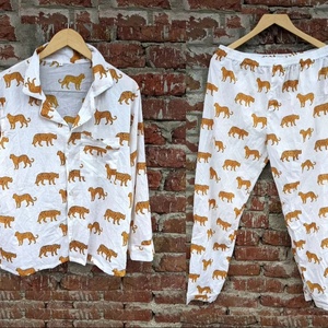 ชุดนอนผ้าฝ้ายพิมพ์ลายบล็อกสำหรับผู้หญิง ขายดีปี 2026 ระบายอากาศได้ดี ลายเสือดาว เหมาะสำหรับทุกฤดู - Product Image 3