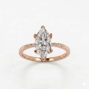 Prêt à être expédié - Bague de fiançailles solitaire en or blanc 10 carats avec diamant de laboratoire certifié IGI, taille marquise, 2,03 carats, E VS1, bijoux fins - Product Image 3