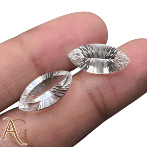 คริสตัลควอตซ์สีขาวธรรมชาติทรงมาร์คีส์ แกะสลักด้วยเลเซอร์ คริสตัลอินทาลิโอ แกะสลักแบบอินทาลิโอ สำหรับทำเครื่องประดับ ขายส่ง - Product Image 1