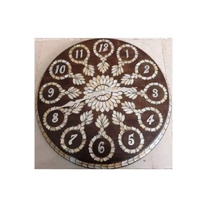 Horloge murale artisanale en bois de noyer avec cadre en métal - Vente en gros Moradabad - Product Image 3