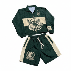 Sustainable Lightweight Printed <b>Summer</b> Casual Track Suit Breathable Nylon Zip Windbreaker <b>Jacket</b> Shorts Crinkle 2-Piece - Product Image 1