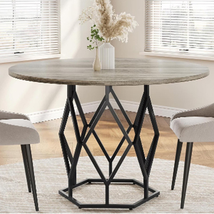 Modern Marble Top Dining <b>Table</b> With Black Metal Base Metal 4 Seater Dining <b>Table</b> For Home & Restaurant Used - Product Image 4