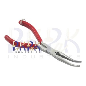 Pince de pêche fendue longueur totale 165mm avec poignées en PVC à ressort mâchoires lisses fabrication de bijoux bricolage artisanat pointe courbée aiguille pince à nez - Product Image 6