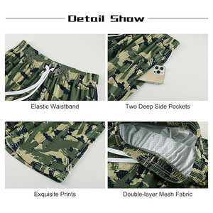 กางเกงขาสั้นออกกำลังกายลายพรางคุณภาพสูงสำหรับผู้ชาย รับสกรีนโลโก้ ผ้าคอตตอนเนื้อหนา กางเกงวิ่งมีเชือกผูก - Product Image 5