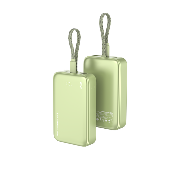 Type-C Built-in Cable Semi Solid State Power Bank 20000mAh CCC Laminated Battery High Capacity Portable 45W Fast Charging ABS