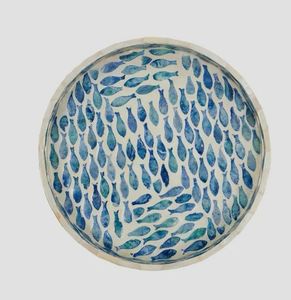 PERFECT ENTERPRISES Juego de Bandejas Redondas de Nácar, Bandeja para Servir con Incrustaciones de Concha Hecha a Mano, Decorativa - Product Image 3