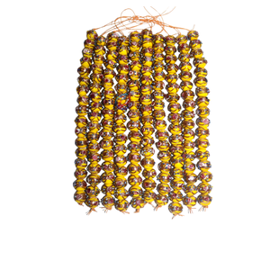 EXCEL EXPORTS Perles d'espacement en verre soufflé à la main jaunes 12 mm |   Motif en spirale à pois/feuille d'aluminium |   Fil de 8 pouces pour la création de bijoux artistiques - Product Image 1