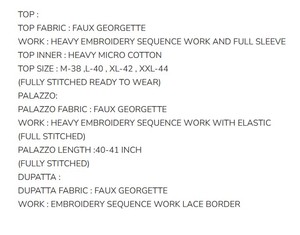 TRENDING GEORGETTE EMBROIDERY SEQUENCE WORK <b>TOP</b> SHARARA WITH DUPATTA SEA GREEN AG501 salwar kameez pakistani suit lawn - Product Image 6