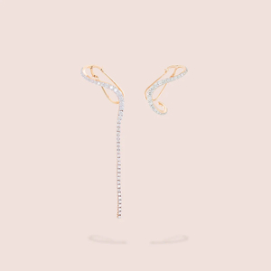 Boucles d'oreilles pendantes à pampilles en diamant plaqué or rose pour femme, bijoux de luxe pour soirée, en or massif 18 carats avec sertissage en canal et taille brillant rond - Product Image 3