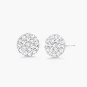 Boucles d'oreilles clous en diamant rondes de laboratoire, serties pavé en or massif 14 carats, avec fermoir poussoir, minimalistes, pour usage quotidien, bijoux de luxe - Product Image 1