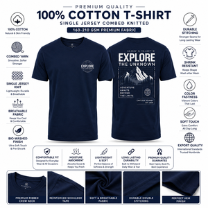 T-shirt à manches courtes pour homme Elementa, bleu marine, col rond, coupe classique, jersey de coton, décontracté, respirant, logo imprimé sur le devant - Product Image 5