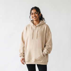 <b>Women</b> Oversized <b>Hoodie</b> 100% Polyester Fleece <b>Long</b> Sleeve Pullover Hooded Sweat <b>Hoodie</b> Baggy Breathable Winter Wear Sweat <b>Hoodie</b> - Product Image 1