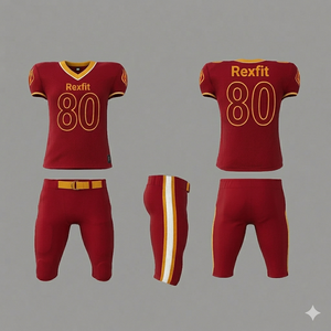 Rexfit Sports Custom American Football Kit Youth Sublimated Jersey with Elastic Fit <b>Padded</b> <b>Pants</b> Team Wear - Product Image 2