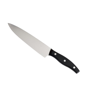 Ensemble de couteaux de cuisine à manche noir et lames argentées avec support en bois brun clair, ciseaux et aiguiseur pour trancher et hacher - Product Image 3
