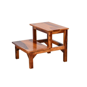 Tables d'appoint en bois, tabourets rustiques en bois massif avec grain de bois naturel et dessus carrés pour salon, chambre à coucher, salle de bain - Product Image 4