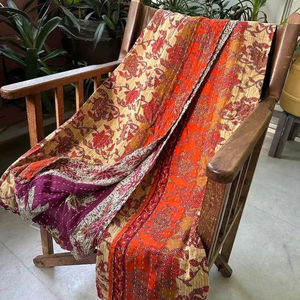 Edredón Kantha Gudri Bengalí Premium, Hecho a Mano, Vintage, de Algodón Reversible, Estilo Boho, Manta Decorativa, Ecológico, 300 Hilos - Product Image 1
