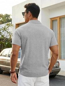 Mens Quarter <b>Zip</b> Polo <b>Shirts</b> Casual Summer Knit Textured Short Sleeve <b>Shirt</b> Beach Vacation Stretchy Golf <b>Shirts</b> - Product Image 3