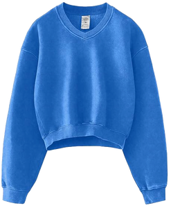 Girls' Acid Wash <b>Cropped</b> Sweatshirt Crew Neck Short Sleeve 100% Cotton Four-Way Stretch Breathable Regular Fit Pullover OEM ODM - Product Image 5