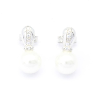 ต่างหูห้อยมุกเงินแท้ 925 ชุบโรเดียม ดีไซน์สวยหรู ผลิตตามสั่ง ราคาโรงงาน ขายดีสำหรับผู้หญิง - Product Image 1