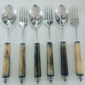 Durable Food Grade Stainless Steel <b>Salad</b> Servers With Malachite Handle Serving Spoon Fork Kitchen Utensils Tableware <b>Salad</b> <b>Tools</b> - Product Image 6