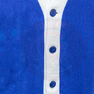 Cárdigan de punto azul Zeta para mujer, cuello en V, acrílico, con bordado griego de la letra ZPB, manga larga, ropa universitaria - Product Image 3