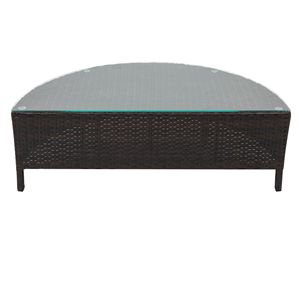 Set per tutte le stagioni di mobili da giardino in vimini marrone PE Rattan divano componibile da esterno in 5 pezzi con Design a mezza luna da tavolo in vetro temperato - Product Image 4