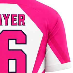 <b>Hot</b> <b>Pink</b> & White Soccer Jersey Uniform Custom Football Kit Quick Dry Team Apparel with Personalized Name Number Design - Product Image 5