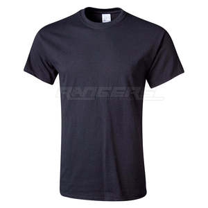 Camiseta Negra Oversize para Hombre, Cuello Redondo, Mezcla de Algodón y Poliéster, Estilo Casual, Color Sólido, Personalizable, Venta al Por Mayor - Product Image 1
